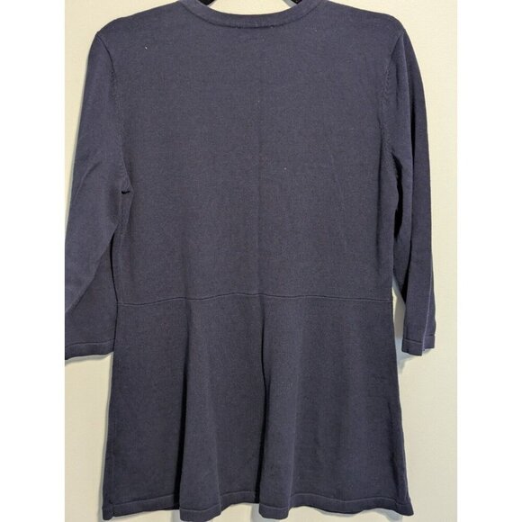 Isaac Mizrahi Live Essentials Open Front Knit Cardigan Sweaters Medium Navy Blue - Picture 7 of 7